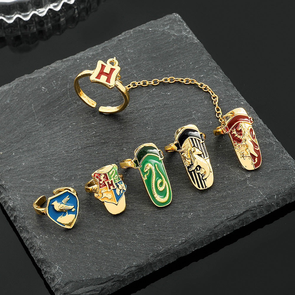 European And American Film And Television Peripherals Magic Academy Harry Potter Nail Ring Set Decorations